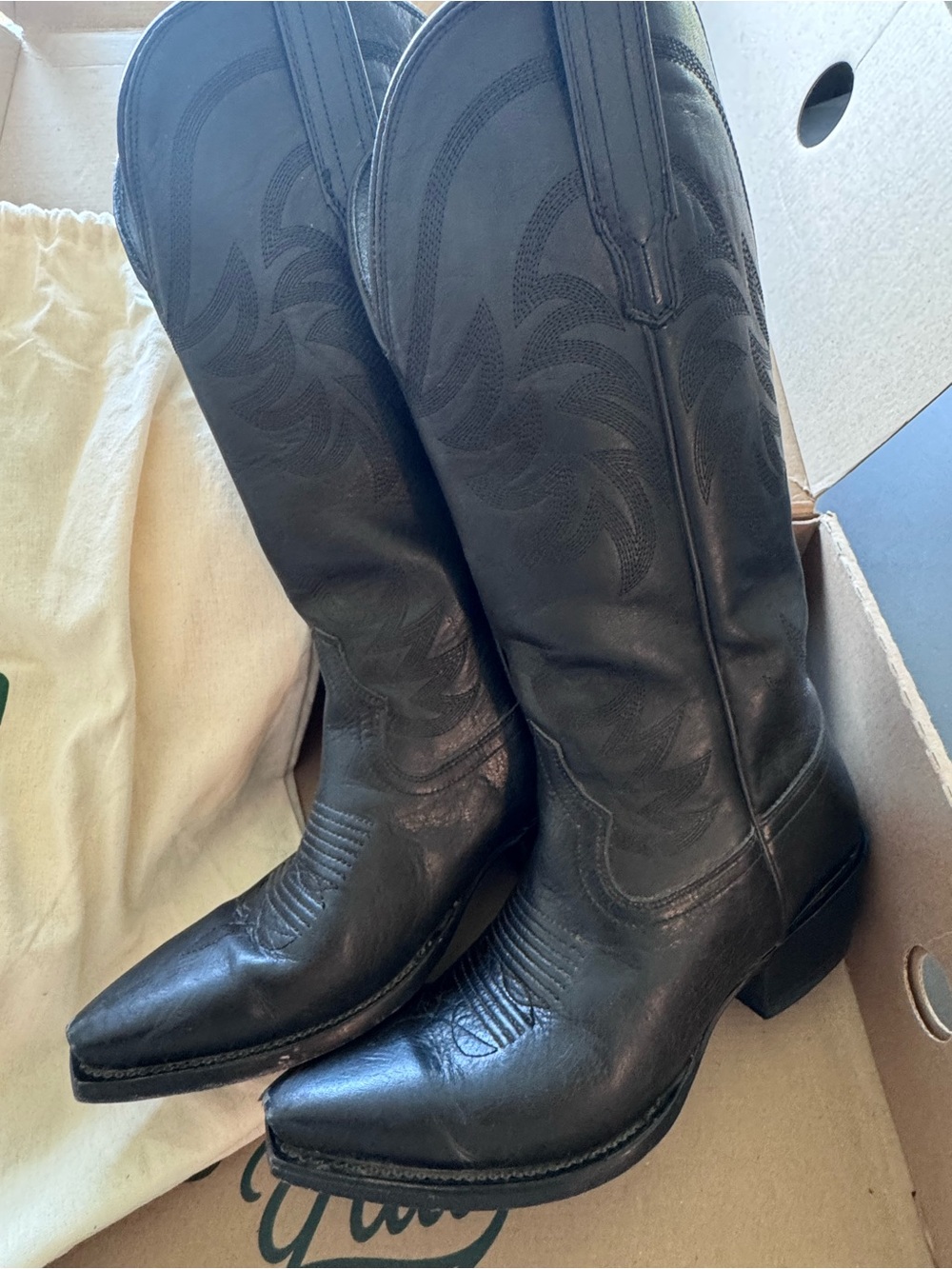 Tecovas “Annie” Women's Black Leather Cowboy Boots - 7 - Picture 6 of 10